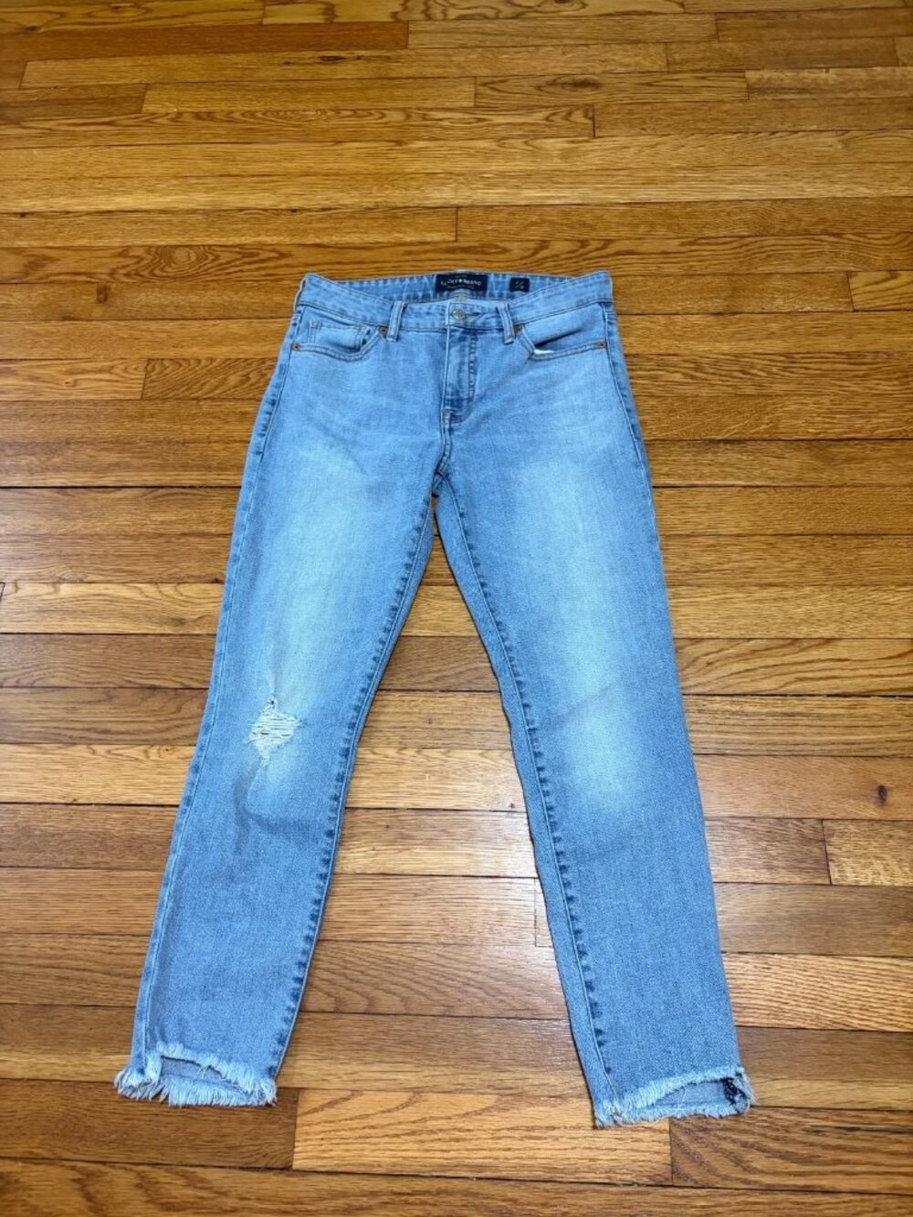 Lucky Brand Womens Ava Crop Jeans Size 2 2/26 Blue Light Wash Frayed Hem Denim